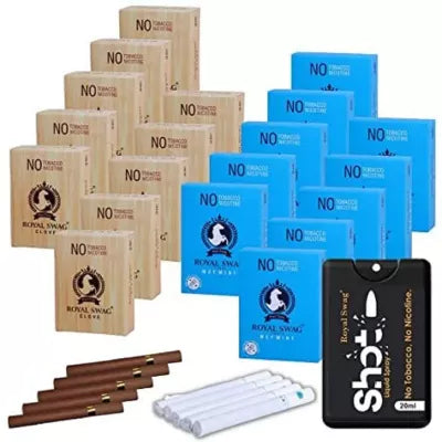 Royal Swag Nicotine Free Cigarette Clove And Mint Flavoured + Shot Liquid Spray (20 Boxes Each 20 Pcs + 20ml) (1Pack)