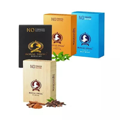 Royal Swag Nicotine Free Cigarette Clove, Regular, Frutta And Mint Flavour (4 Boxes Each 10Pcs) (1Pack)