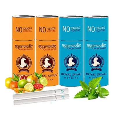 Royal Swag Nicotine Free Cigarette Frutta And Mint Flavour Powder Smoke (4 Can Each 5Pcs) (1Pack)