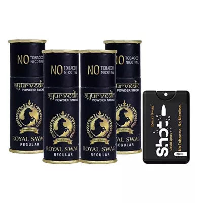 Royal Swag Nicotine Free Cigarette Regular + Mint Flavour Powder Smoke (4 Can Each 5pcs + 20ml) (1Pack)