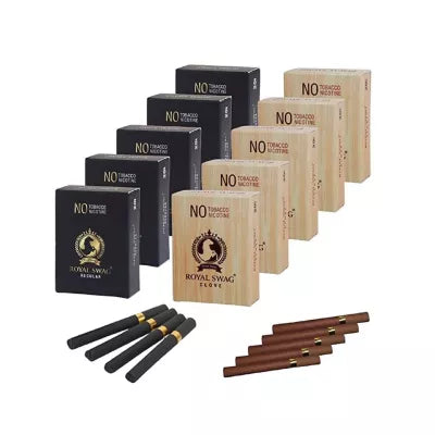 Royal Swag Nicotine Free Cigarette Regular And Clove Flavour (10 Boxes Each 20pcs) (1Pack)