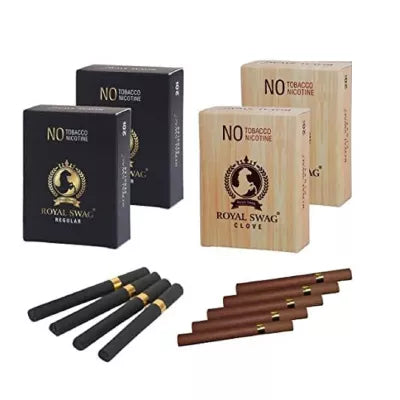 Royal Swag Nicotine Free Cigarette Regular And Clove Flavour (4 Boxes Each 20pcs) (1Pack)