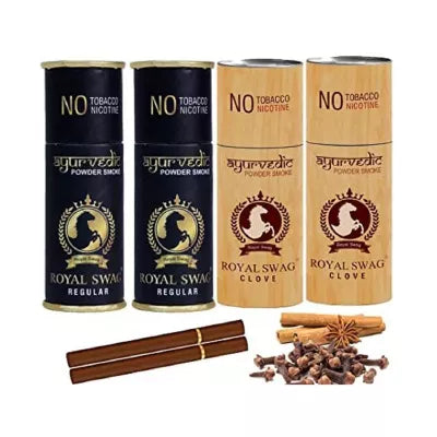 Royal Swag Nicotine Free Cigarette Regular And Clove Flavour Powder Smoke (4 Can Each 5Pcs) (1Pack)