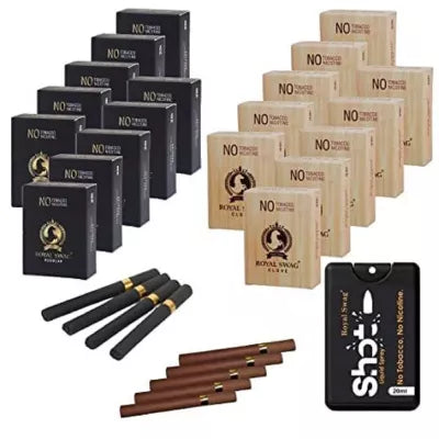 Royal Swag Nicotine Free Cigarette Regular And Clove Flavoured + Shot Liquid Spray (20 Boxes Each 20 Pcs + 20ml) (1Pack)