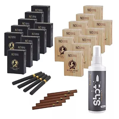 Royal Swag Nicotine Free Cigarette Regular And Clove Flavoured + Shot Liquid Spray (20 Boxes Each 20 Pcs + 100ml) (1Pack)