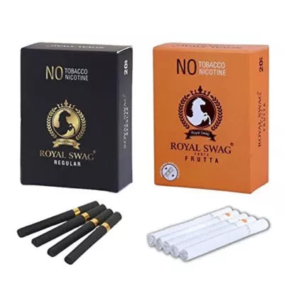 Royal Swag Nicotine Free Cigarette Regular And Frutta Flavour (2 Boxes Each 20pcs) (1Pack)