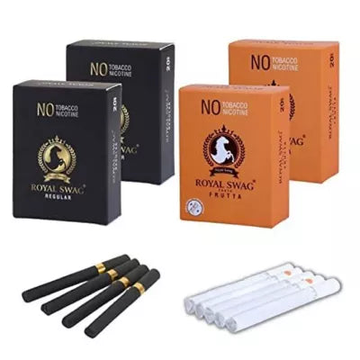 Royal Swag Nicotine Free Cigarette Regular And Frutta Flavour (4 Boxes Each 20pcs) (1Pack)