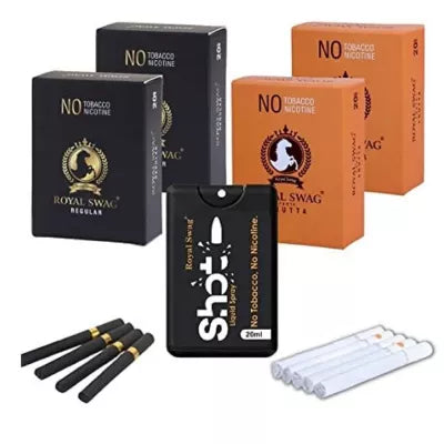 Royal Swag Nicotine Free Cigarette Regular And Frutta Flavoured + Shot Liquid Spray (4 Boxes Each 20 Pcs + 20ml) (1Pack)