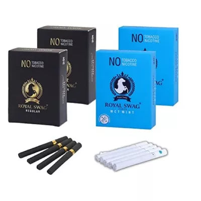 Royal Swag Nicotine Free Cigarette Regular And Mint Flavour (4 Boxes Each 20pcs) (1Pack)