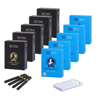 Royal Swag Nicotine Free Cigarette Regular And Mint Flavour (10 Boxes Each 20pcs) (1Pack)