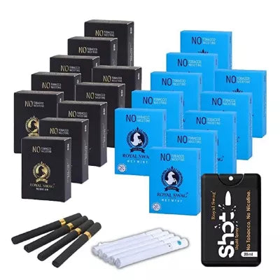 Royal Swag Nicotine Free Cigarette Regular And Mint Flavoured + Shot Liquid Spray (20 Boxes Each 20 Pcs + 20ml) (1Pack)