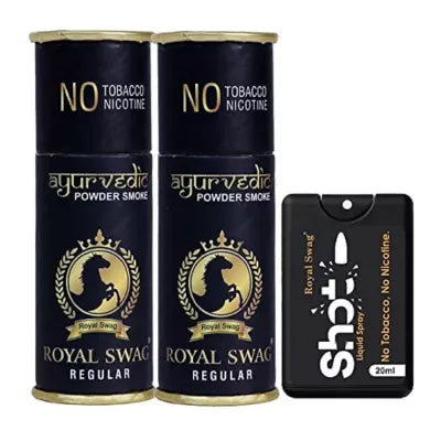 Royal Swag Nicotine Free Cigarette Regular Flavour + Shot Liquid Spray (2 Can Each 5Pcs + 20ml) (1Pack)