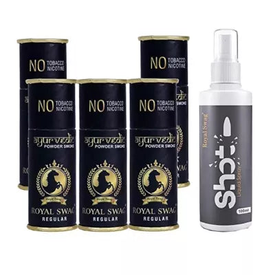 Royal Swag Nicotine Free Cigarette Regular Flavour + Shot Liquid Spray (5 Can Each 5Pcs + 100ml) (1Pack)