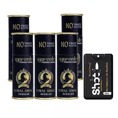 Royal Swag Nicotine Free Cigarette Regular Flavour + Shot Liquid Spray (5 Can Each 5Pcs + 20ml) (1Pack)