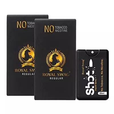 Royal Swag Nicotine Free Cigarette Regular Flavour + Shot Liquid Spray (2 Boxes Each 10pcs + 20ml) (1Pack)