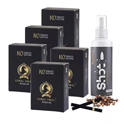 Royal Swag Nicotine Free Regular Flavour + Shot Liquid Spray (5 Boxes Each 20 Pcs + 100ml) (1Pack)