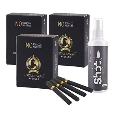 Royal Swag Nicotine Free Regular Flavour + Shot Liquid Spray (3 Boxes Each 20 Pcs + 100ml) (1Pack)