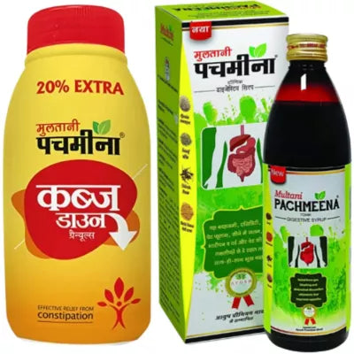 Multani Pachmeena Kabz Down Granules + Pachmeena Tonik Digestive Syrup (120 g + 300ml) (1Pack)