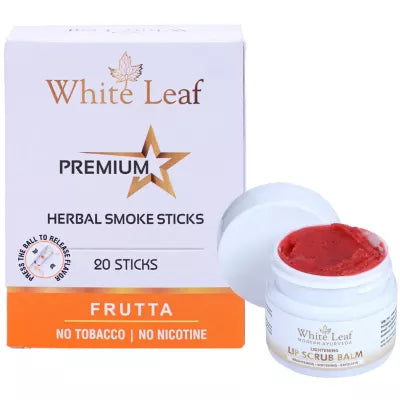 White Leaf Premium Herbal Cigarette Frutta + Lip Scrub Balm (20 Sticks + 20g) (1Pack)