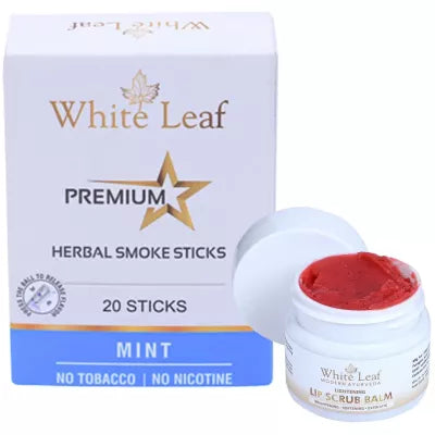 White Leaf Premium Herbal Cigarette Mint + Lip Scrub Balm (20 Sticks + 20g) (1Pack)