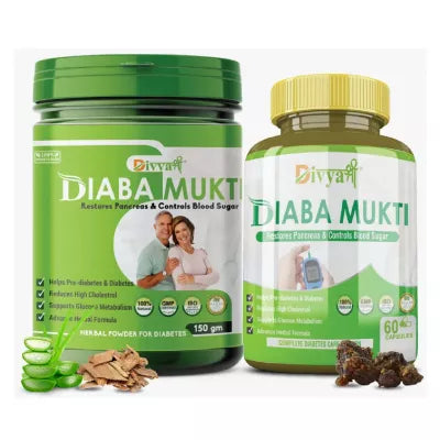 Divya Shree Diaba Mukti Capsule & Powder Reduce Glucose Levels Diabetes Care Combo (60 Capsule +150g) (1Pack)