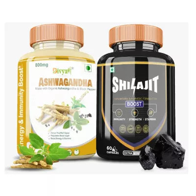 Divya Shree Ashwagnadha and Shilajit Combo (60Capsule )Each (1Pack)