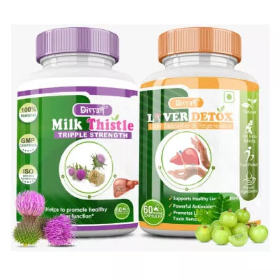 Divya Shree Milk Thistle & Liver Detox Combo (60Capsule )Each (1Pack)