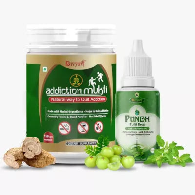 Divya Shree Addiction Mukti + Punch Tulsi Drop (Powder 150gm + Drop 30ml) (1Pack)