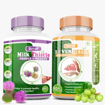 Divya Shree Liver Detox + Milk Thistle Liver Care Kit (Each 60 Caps) (1Pack)