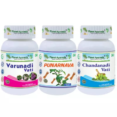 Planet Ayurveda Punarnava CAPSULESules + Varunadi Vati + chandanadi vati (60 CAPSULES+ 120 TABLETS + 120 TABLETS)