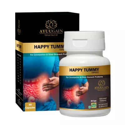 Ayuugain Tummy Capsules for Constipation, Indigiestion, Gas & Acidity Relief