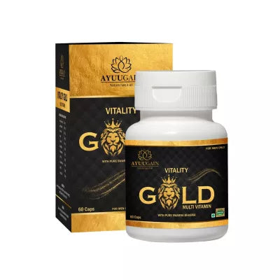 Ayuugain Vitality Gold Caspule with Pure Swarna Bhasma for Stamina, Power, Strength and Energy