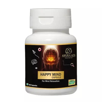 Ayuugain Happy Mind Capsules for Mind Relaxation | Brain & Memory Support Supplements for Men & Women