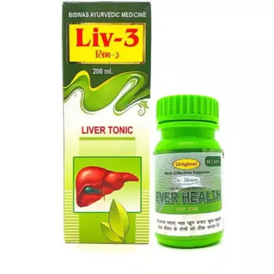 Roy Biotech Liv-3 Tonic And Ever Health Capsul (200ml + 50Cap) (1Pack, Pack of 2)