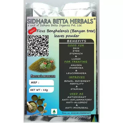 Sidhara Betta Herbals Ficus Benghalensis (Banyan Tree) Leaves Powder