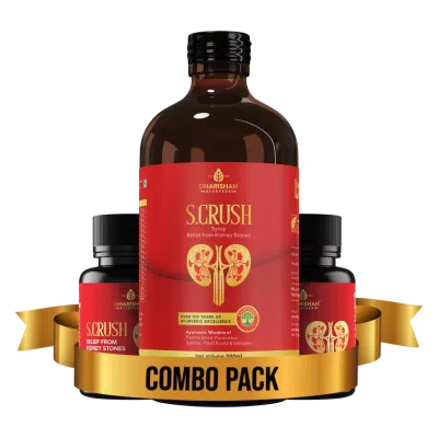 Dharishah Ayurveda S-Crush Kill Kidney Stone Combo (2 Pack 60 Capsules + Oil 500ml) (1Pack)