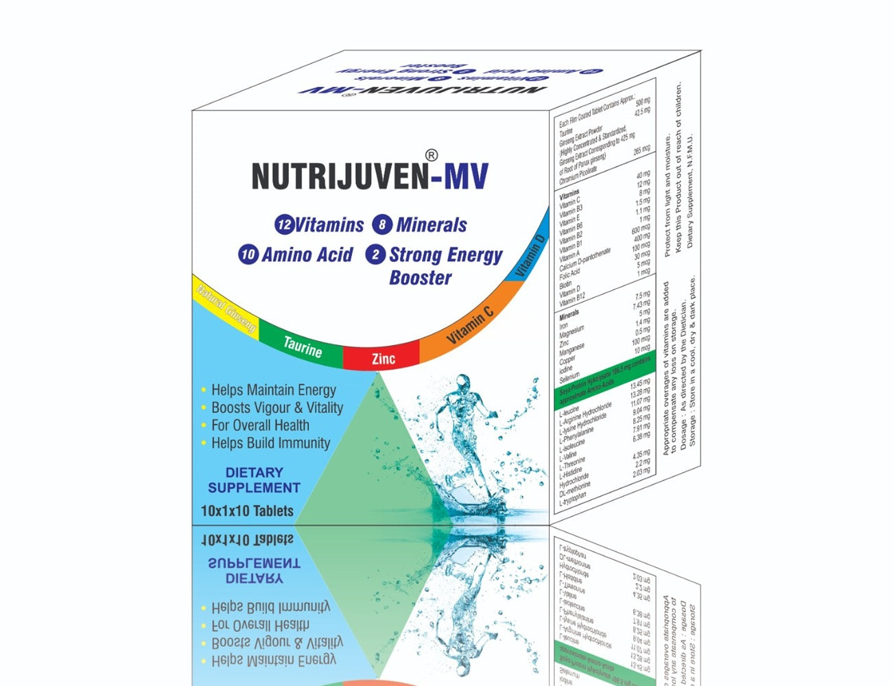 Nutrijuven I MV I Vitamins I Minerals I Amino I Strong Energy Booster I Natural Ginseng I Taurine I Zinc I Vitamin C I Vitamin D