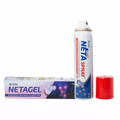 Netagel Quick Pain Relief Gel and Netaspray Quick Pain Relief Spray (30g + 55g) (1Pack)