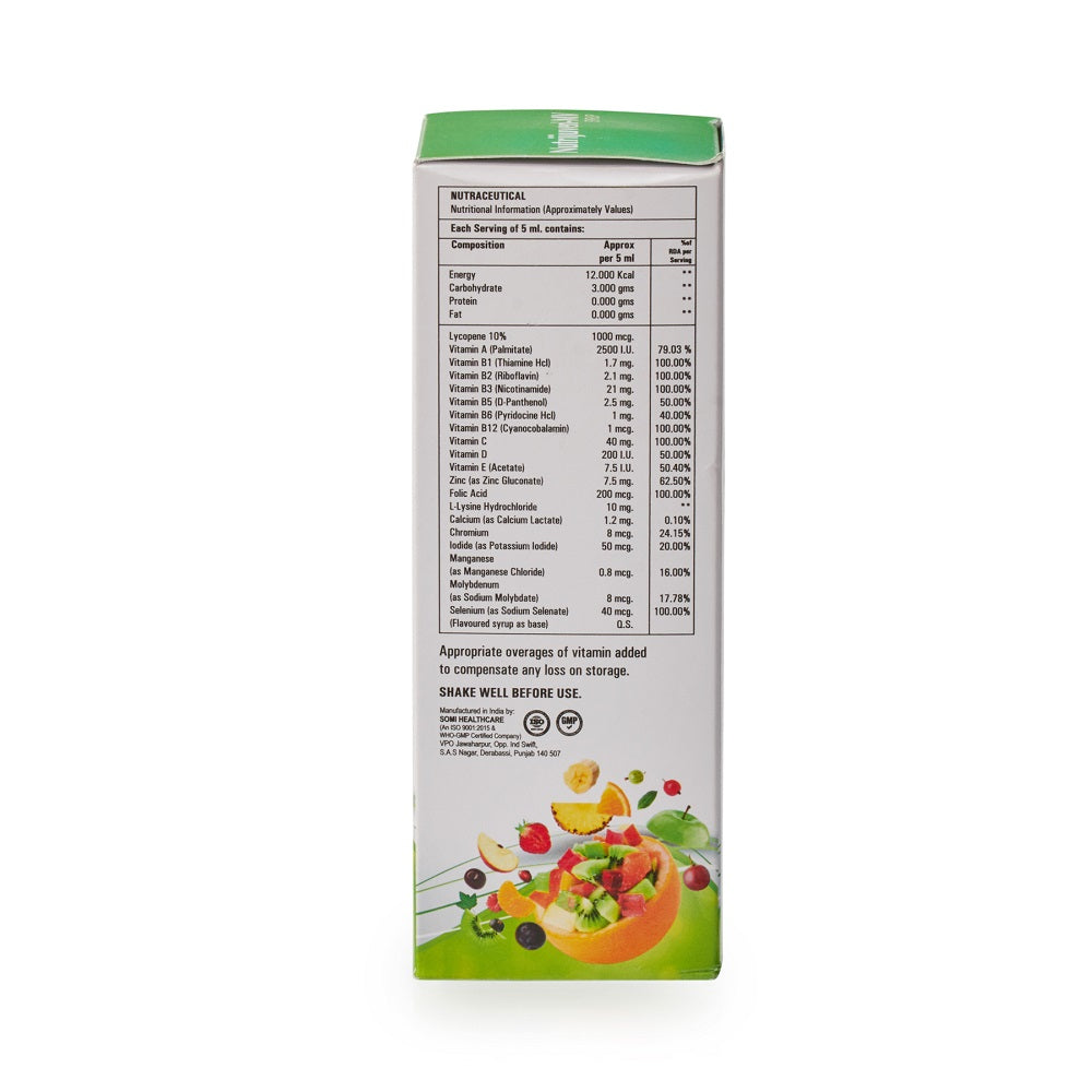 Nutrijuven I MV Syrup I Lycopene I Antioxidant I Multivitamins I Multimineral Syrup I Free Sugar