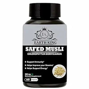 EARTH KING Safed Musli Extract Capsule (Chlorophytum Borivilianum) Supports Strength & Stamina – 60 Capsule