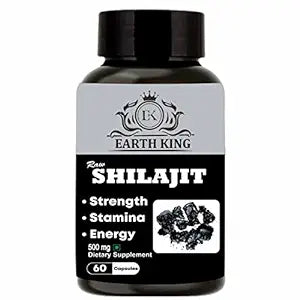 EARTH KING  Raw Shilajit/Shilajeet Extract Capsule for Vigor & Vitality - 60 Capsules