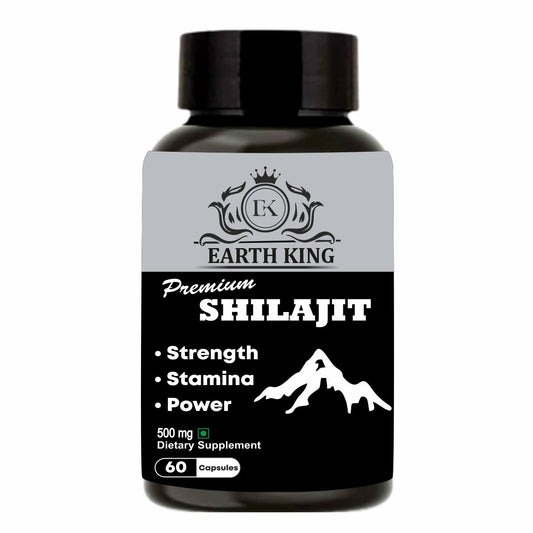 EARTH KING Premium Shilajit/Shilajeet Extract Capsule for Vigor & Vitality - 60 Capsules (Pack of 1)