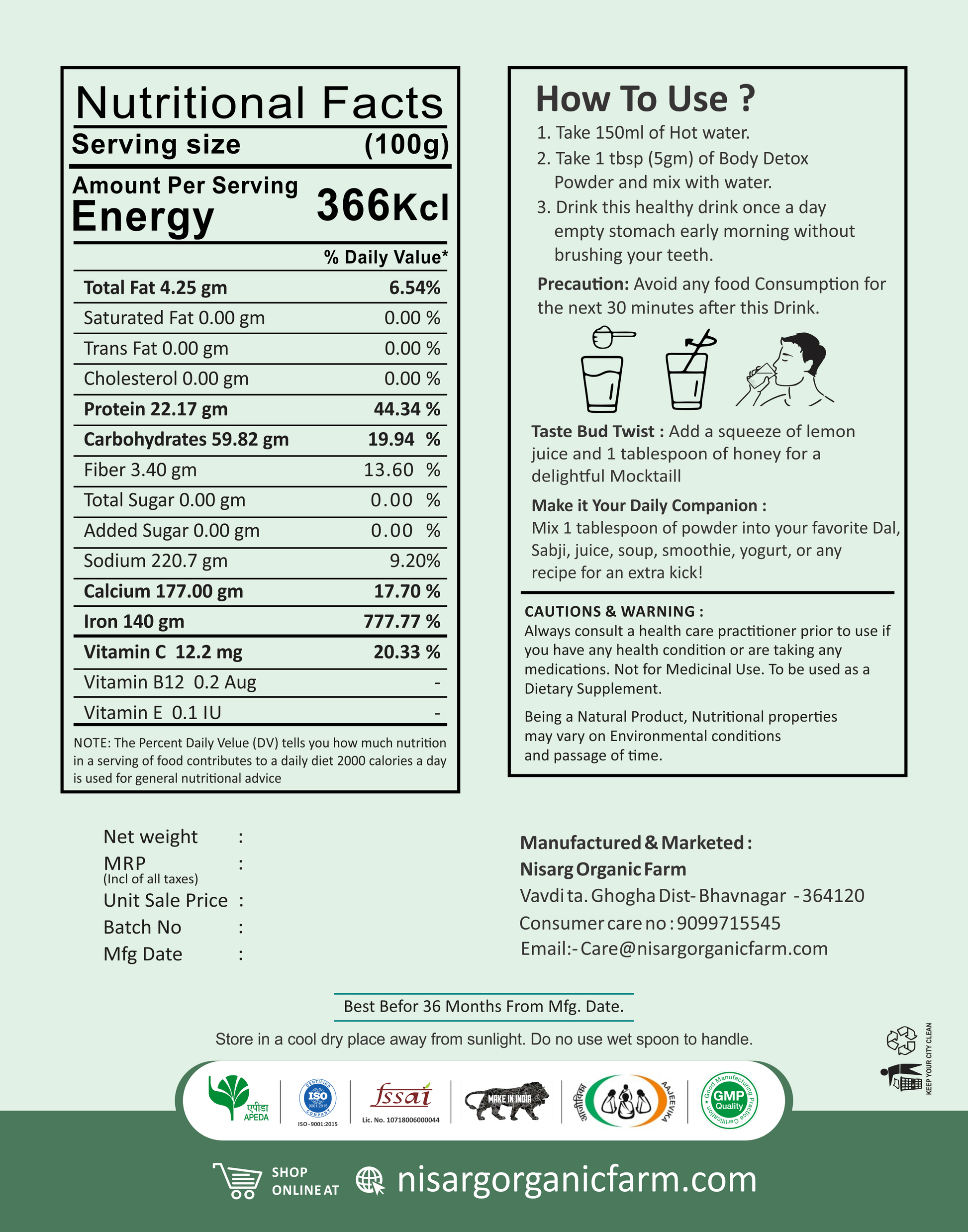 Nisarg Organic Body Detox Supplements Powder