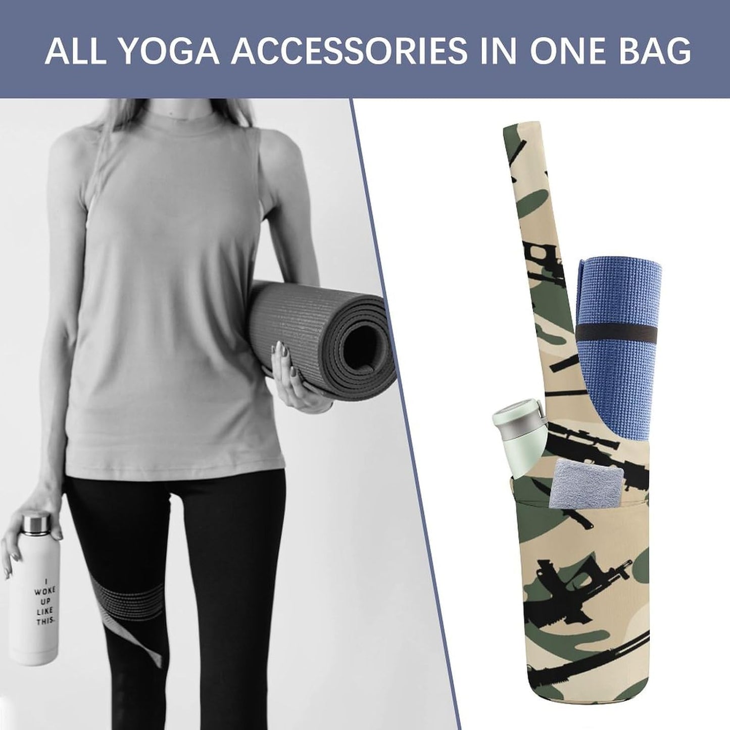 Yoga Mat Bag - Tote Sling Carrier for Yoga and Gym with 3 Pockets