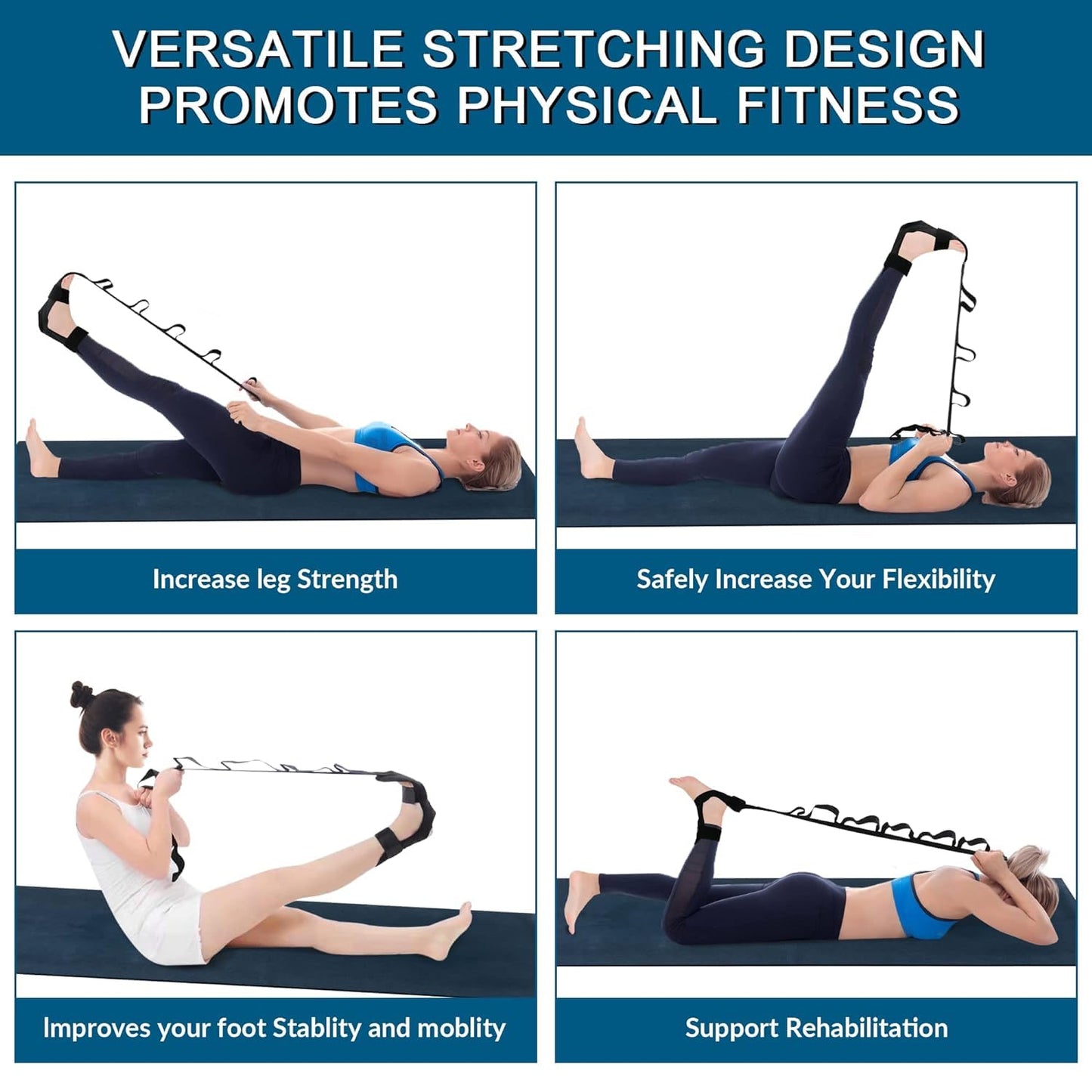 Yoga Leg Strech Belt - Premium Leg Stretching Strap for Beginner and Advance