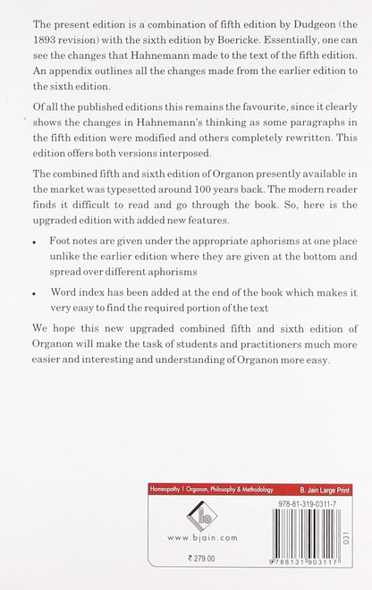 Organon Of Medicine (5Th & 6Th Edition) With Word Index