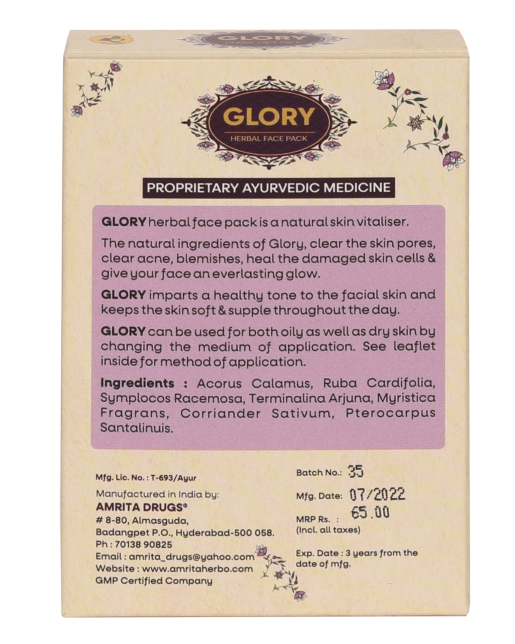 Amrita Glory Face Pack (Pack of 2)