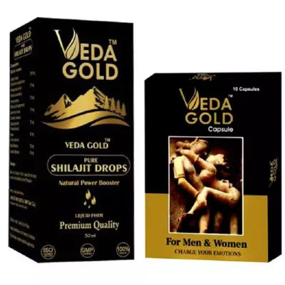 Veda Gold Pure Shilajit Drops And Veda Gold Capsule Combo